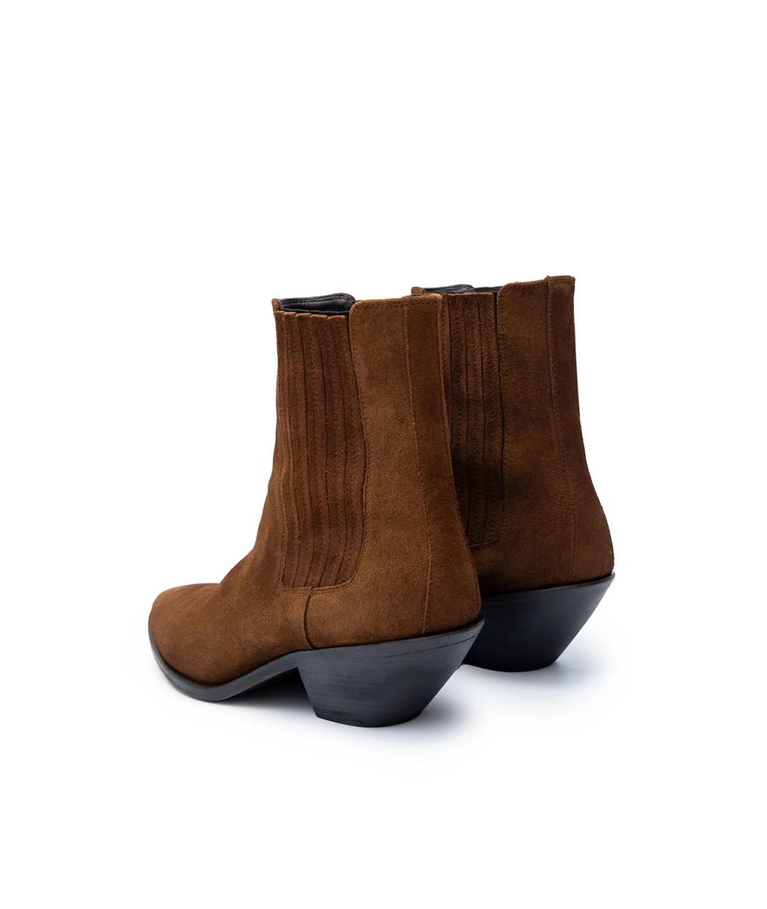 SAINT LAURENT Коричневые замшевые ботильоны, фото 3