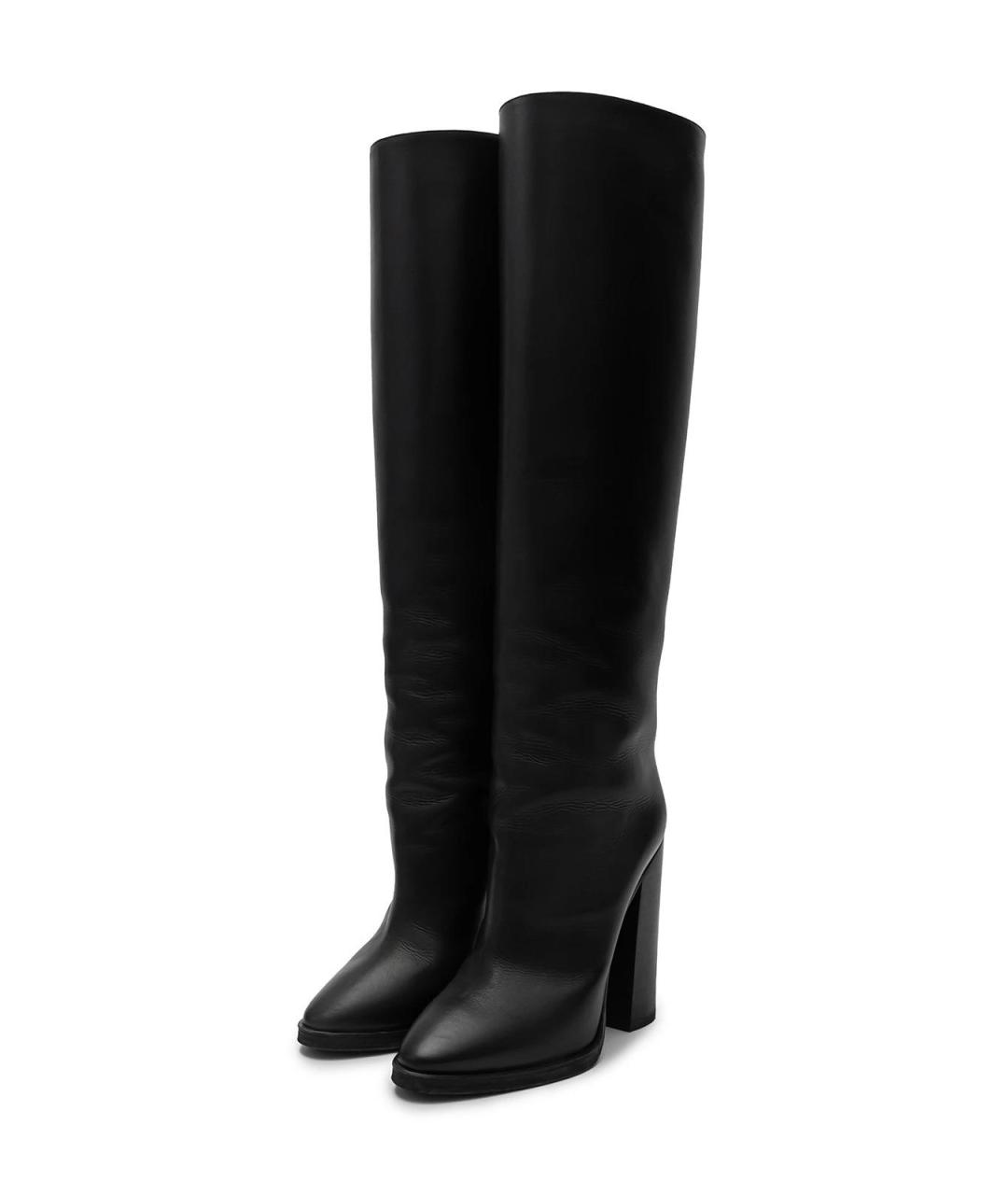 SAINT LAURENT Черные кожаные сапоги, фото 2