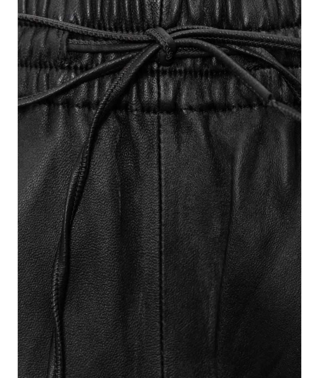 12 STOREEZ Черные кожаные прямые брюки, фото 3