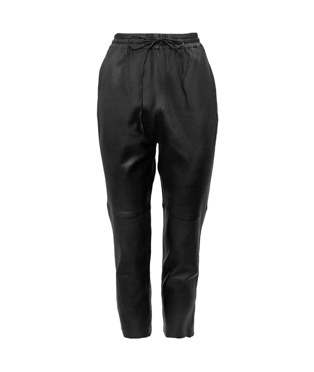 12 STOREEZ Черные кожаные прямые брюки, фото 1