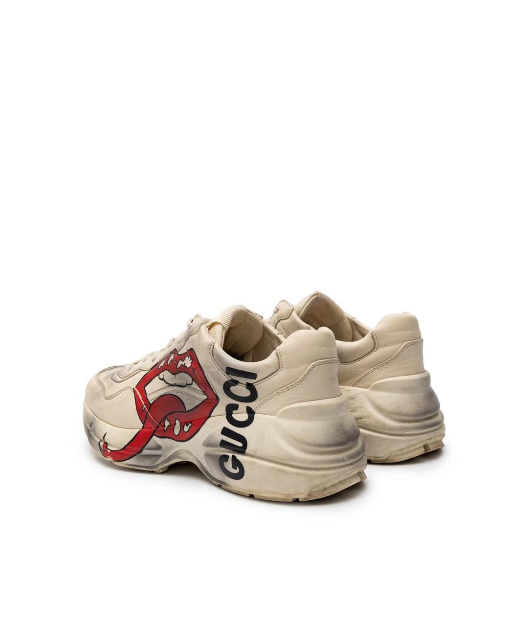 GUCCI Белые кожаные кроссовки, фото 3