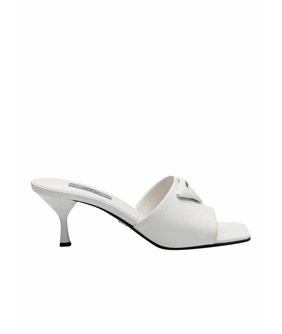 PRADA Белые кожаные босоножки, фото 1