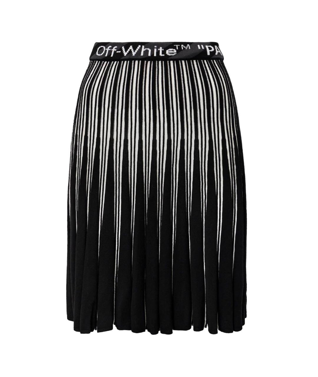 OFF-WHITE Черная вискозная юбка миди, фото 4