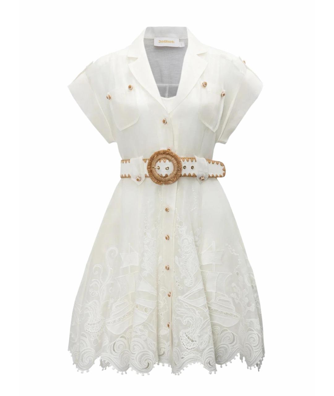 ZIMMERMANN Белое льняное повседневное платье, фото 1
