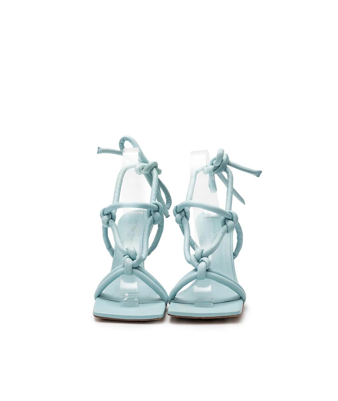 BOTTEGA VENETA Голубые кожаные босоножки, фото 4