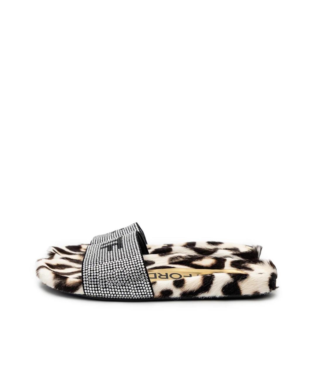 TOM FORD Черные кожаные шлепанцы, фото 5