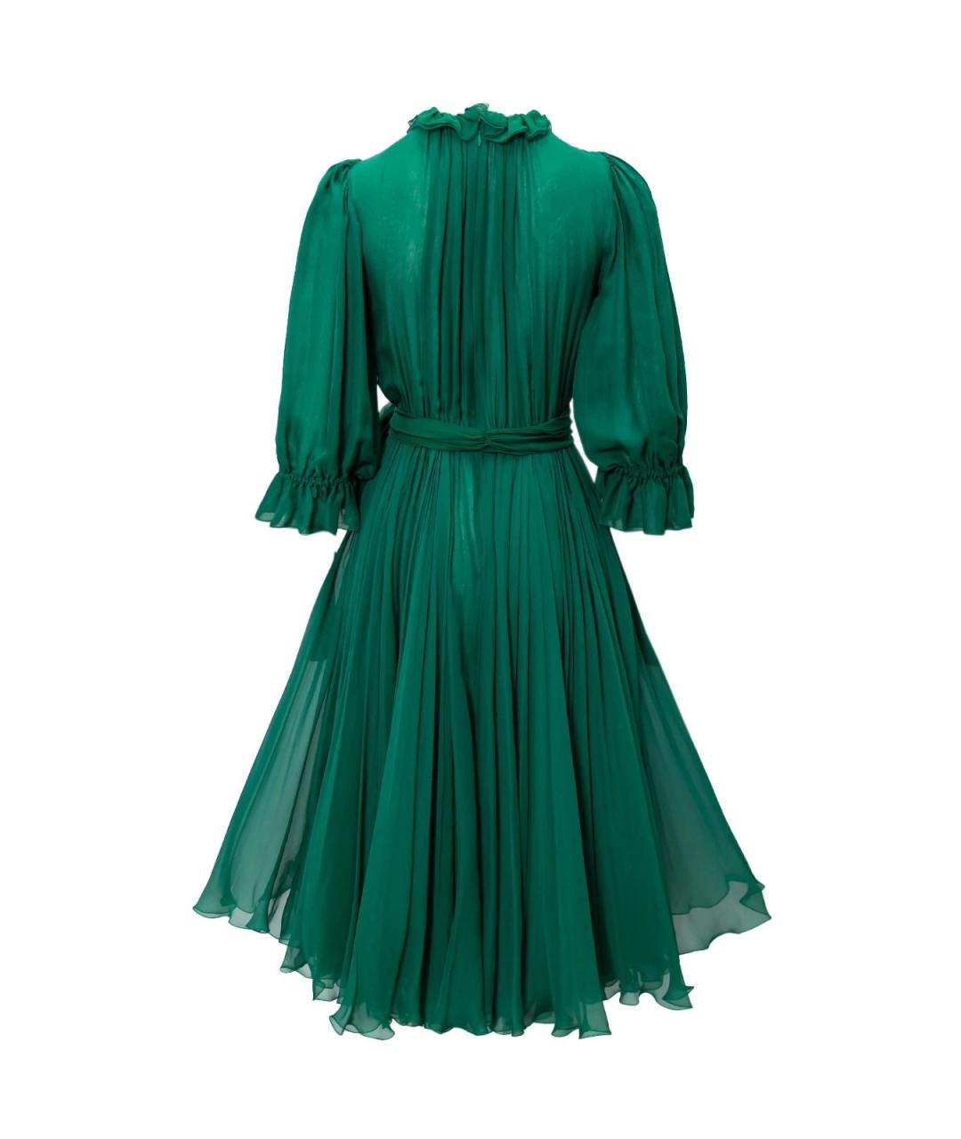 DOLCE&GABBANA Зеленые шелковое повседневное платье, фото 2