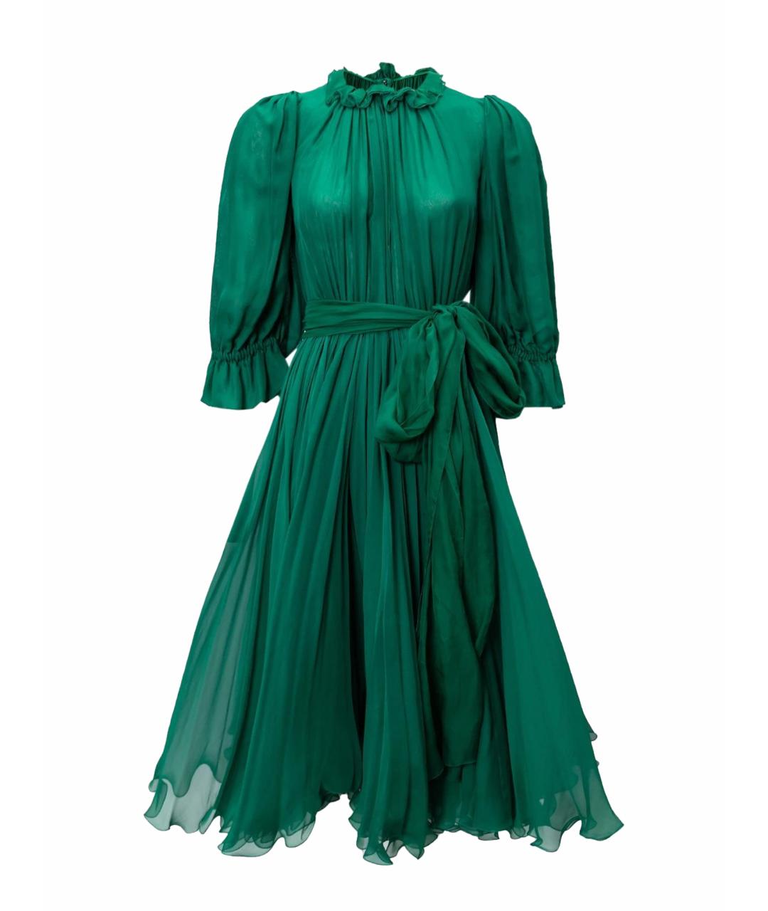 DOLCE&GABBANA Зеленые шелковое повседневное платье, фото 1