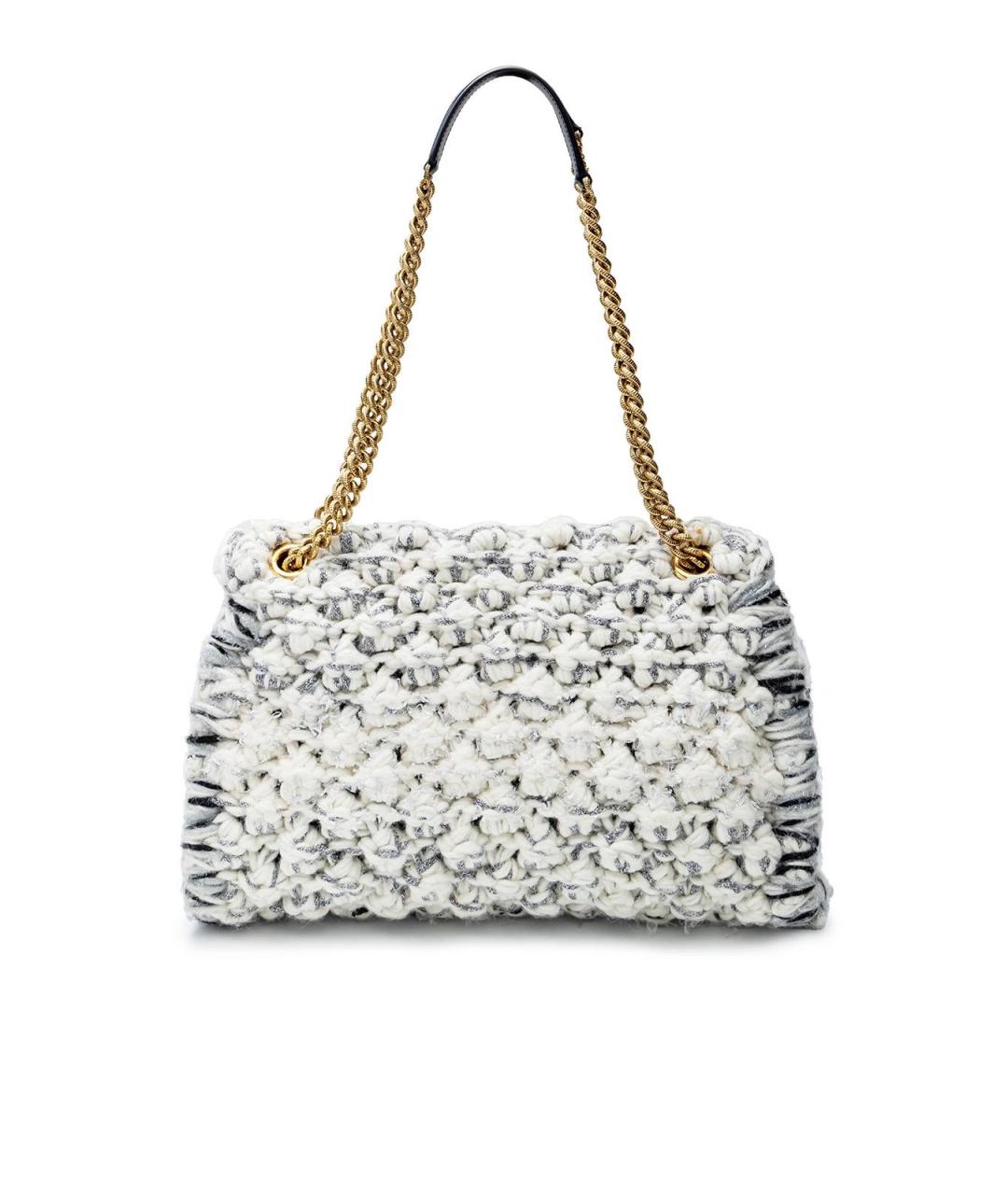 DOLCE&GABBANA Серая шерстяная сумка с короткими ручками, фото 4