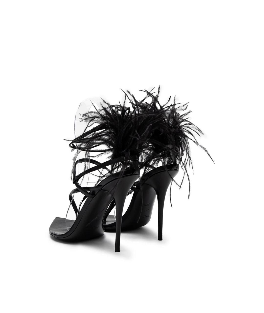 SAINT LAURENT Черные кожаные босоножки, фото 3