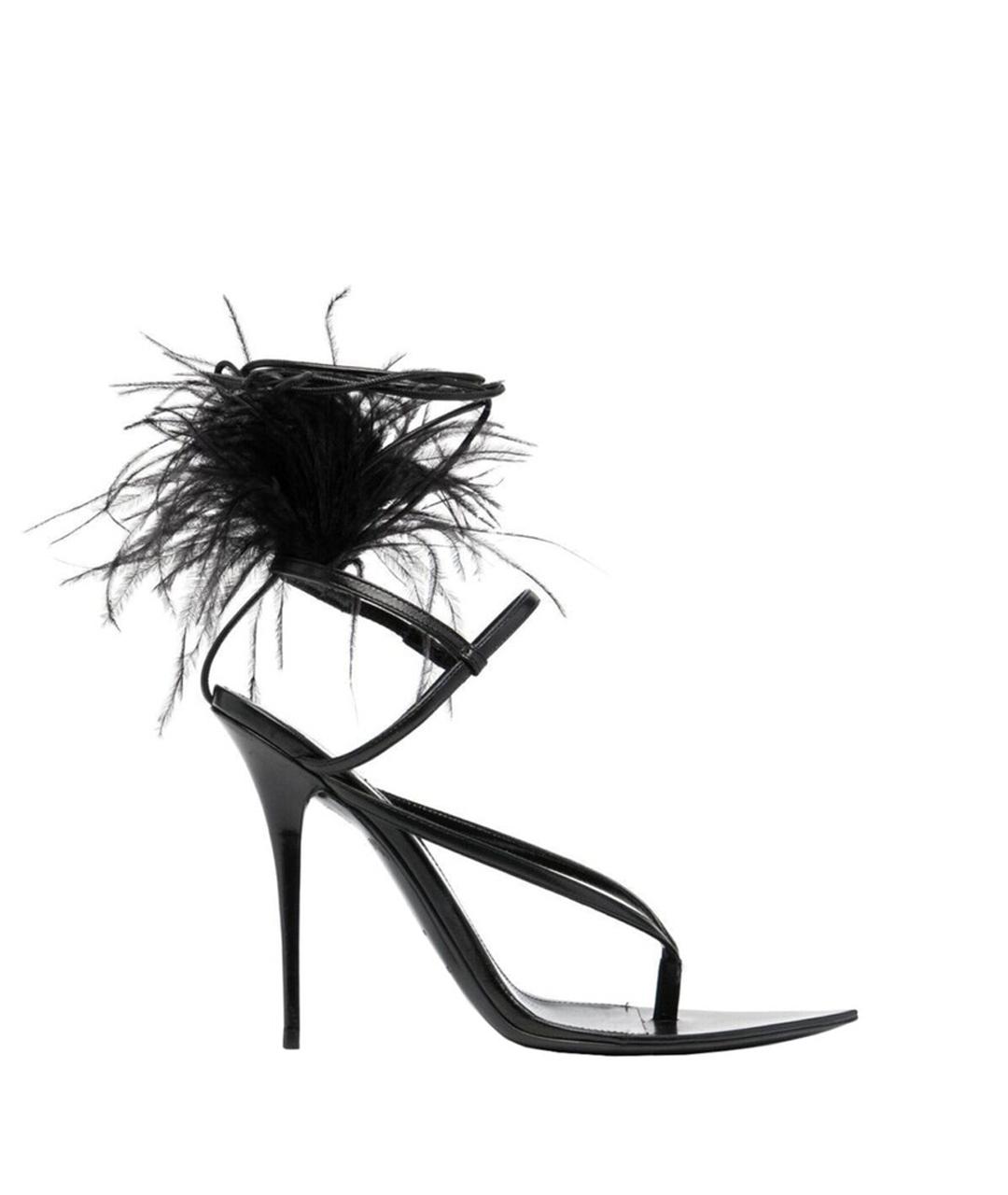 SAINT LAURENT Черные кожаные босоножки, фото 1