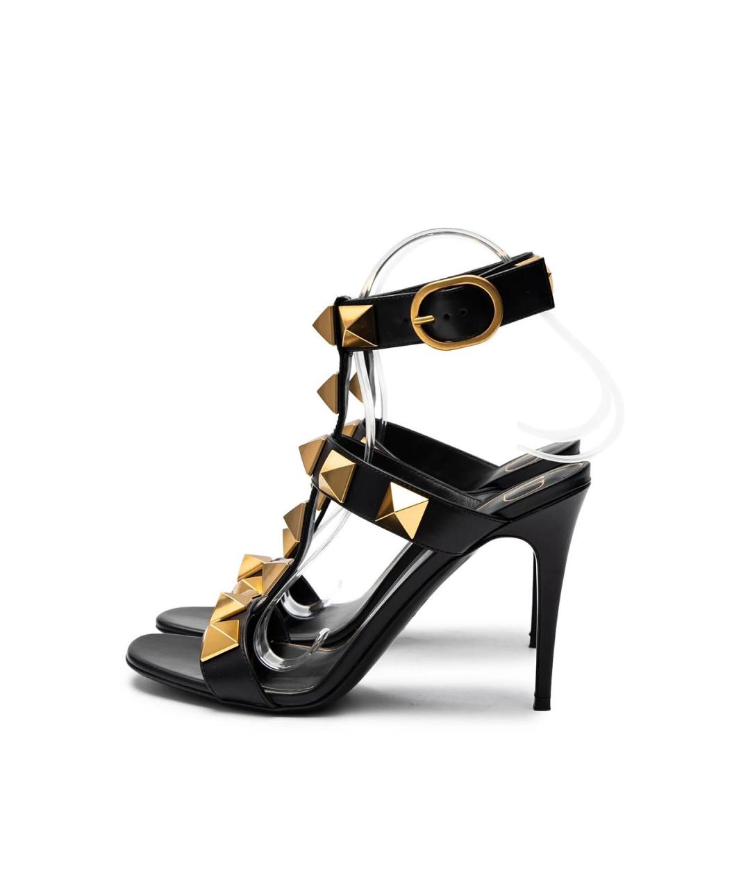 VALENTINO Черные кожаные босоножки, фото 5