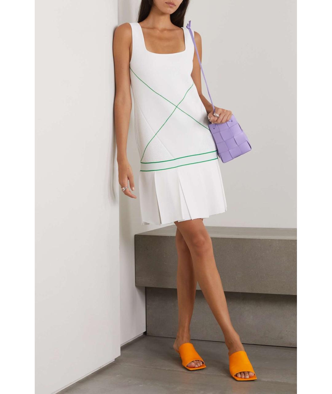 BOTTEGA VENETA Белое вискозное коктейльное платье, фото 5