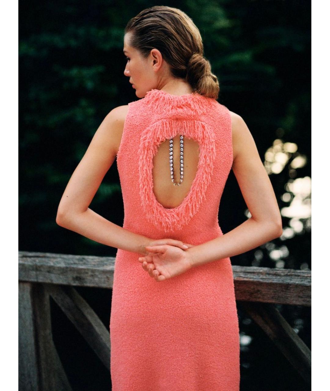 BOTTEGA VENETA Коралловое вискозное коктейльное платье, фото 4