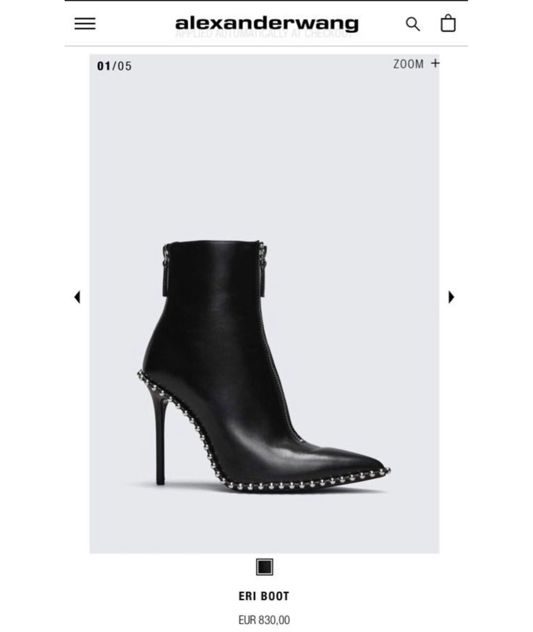 ALEXANDER WANG Черные кожаные ботильоны, фото 5