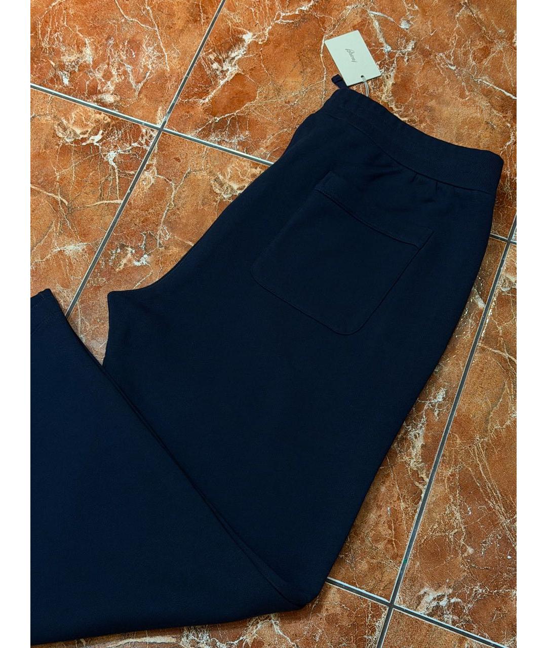 BRIONI Темно-синие хлопковые повседневные брюки, фото 5