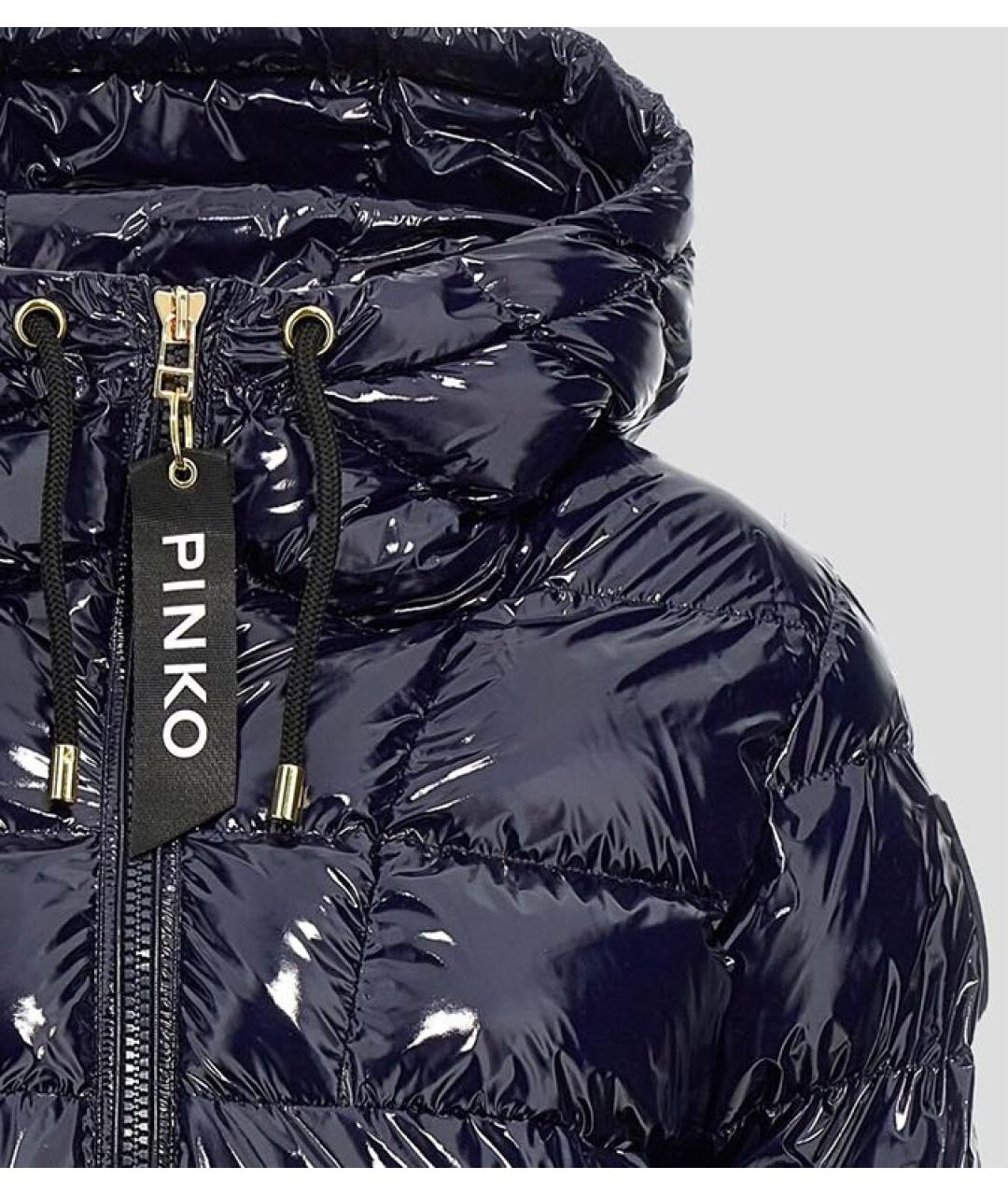 PINKO Темно-синяя полиуретановая куртка, фото 3