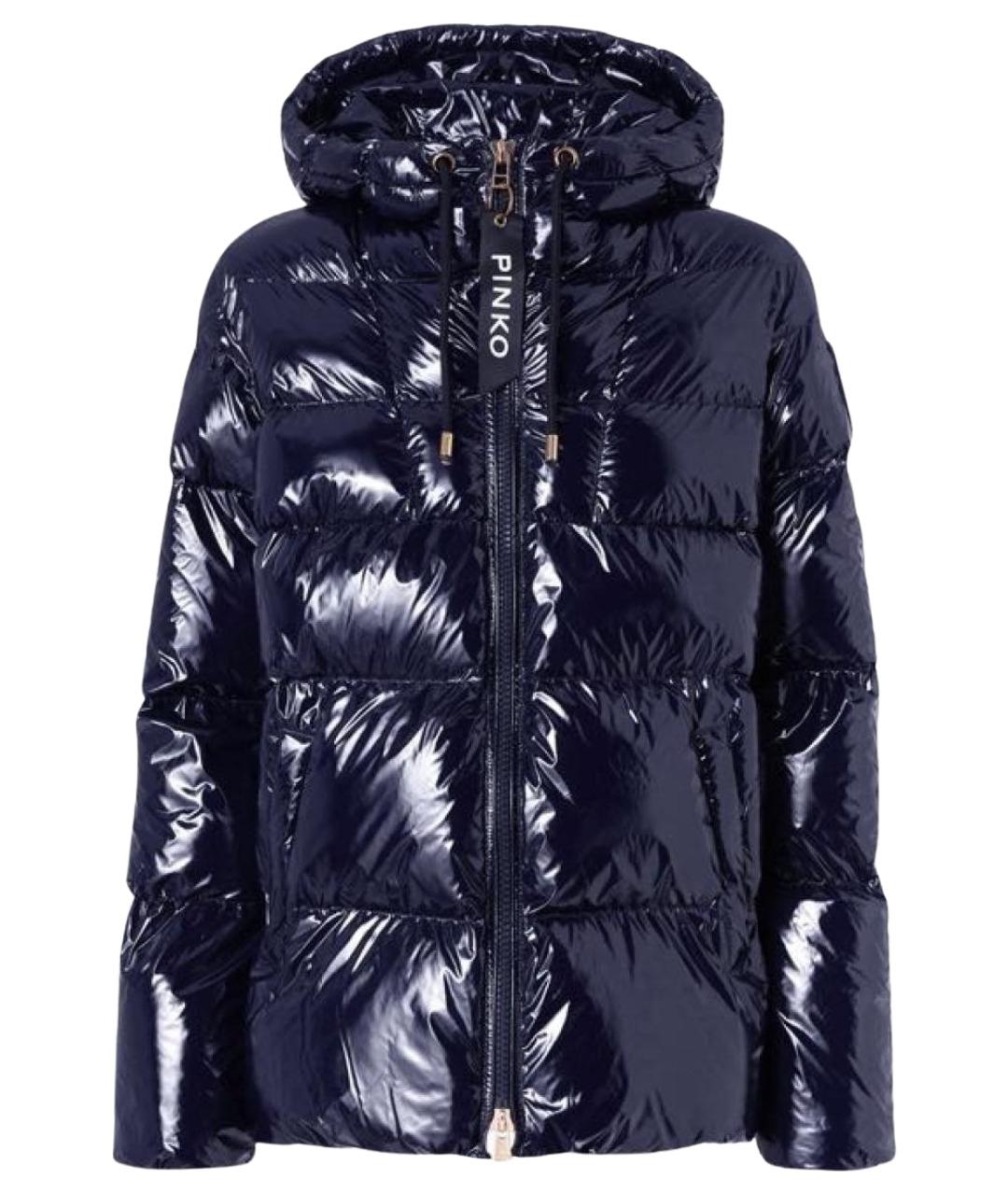 PINKO Темно-синяя полиуретановая куртка, фото 1