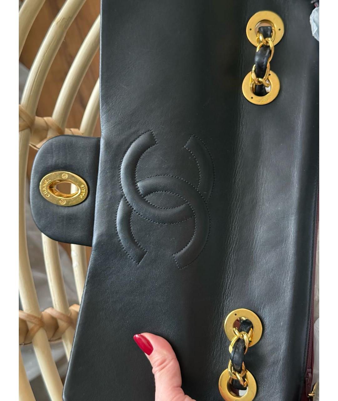 CHANEL Черная кожаная сумка через плечо, фото 7
