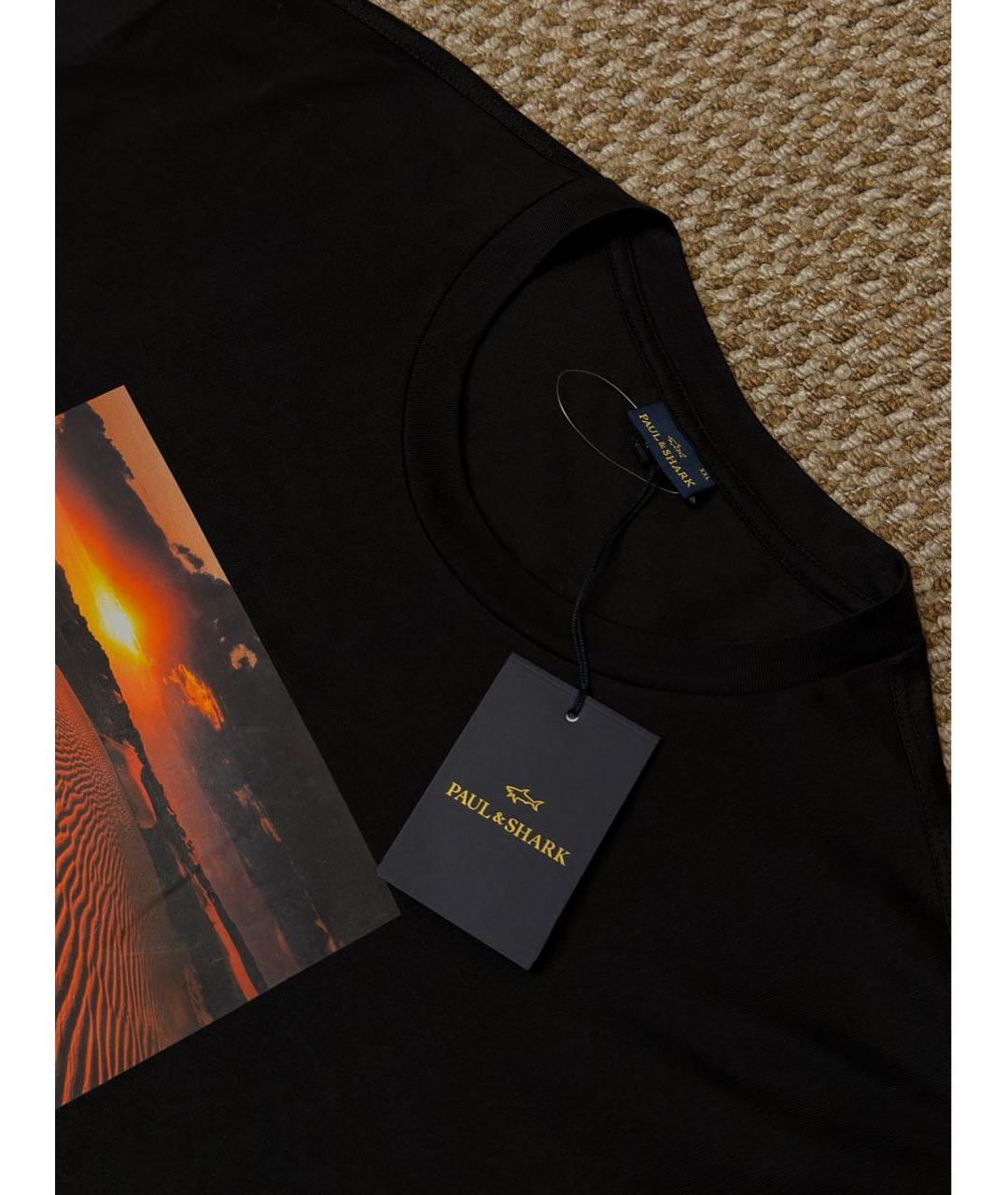 PAUL & SHARK Черная хлопковая футболка, фото 3