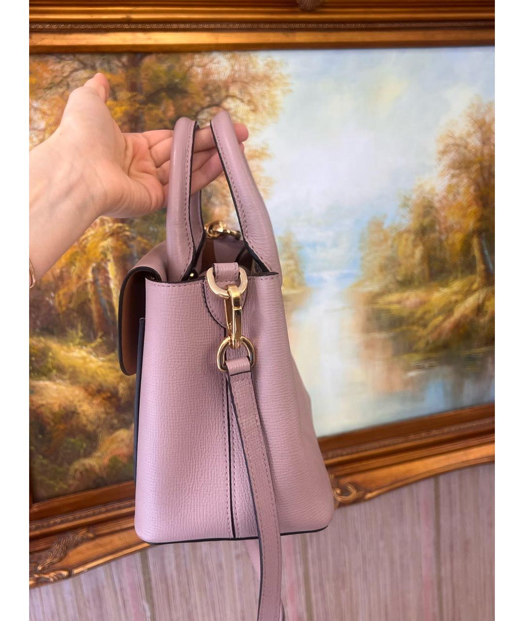 BURBERRY Розовая кожаная сумка с короткими ручками, фото 2