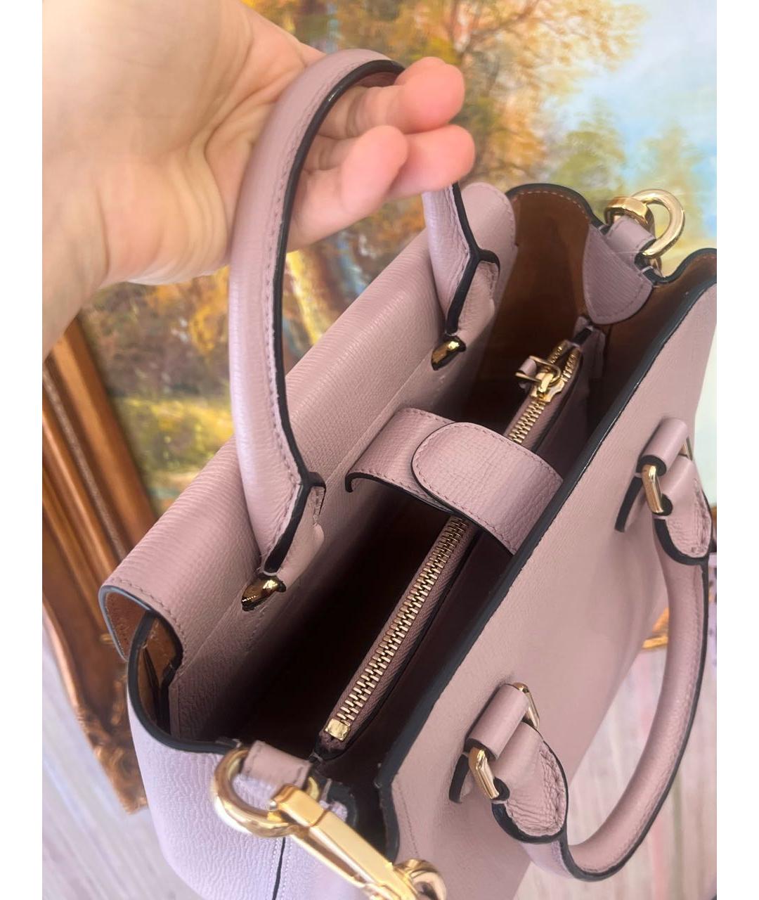 BURBERRY Розовая кожаная сумка с короткими ручками, фото 4