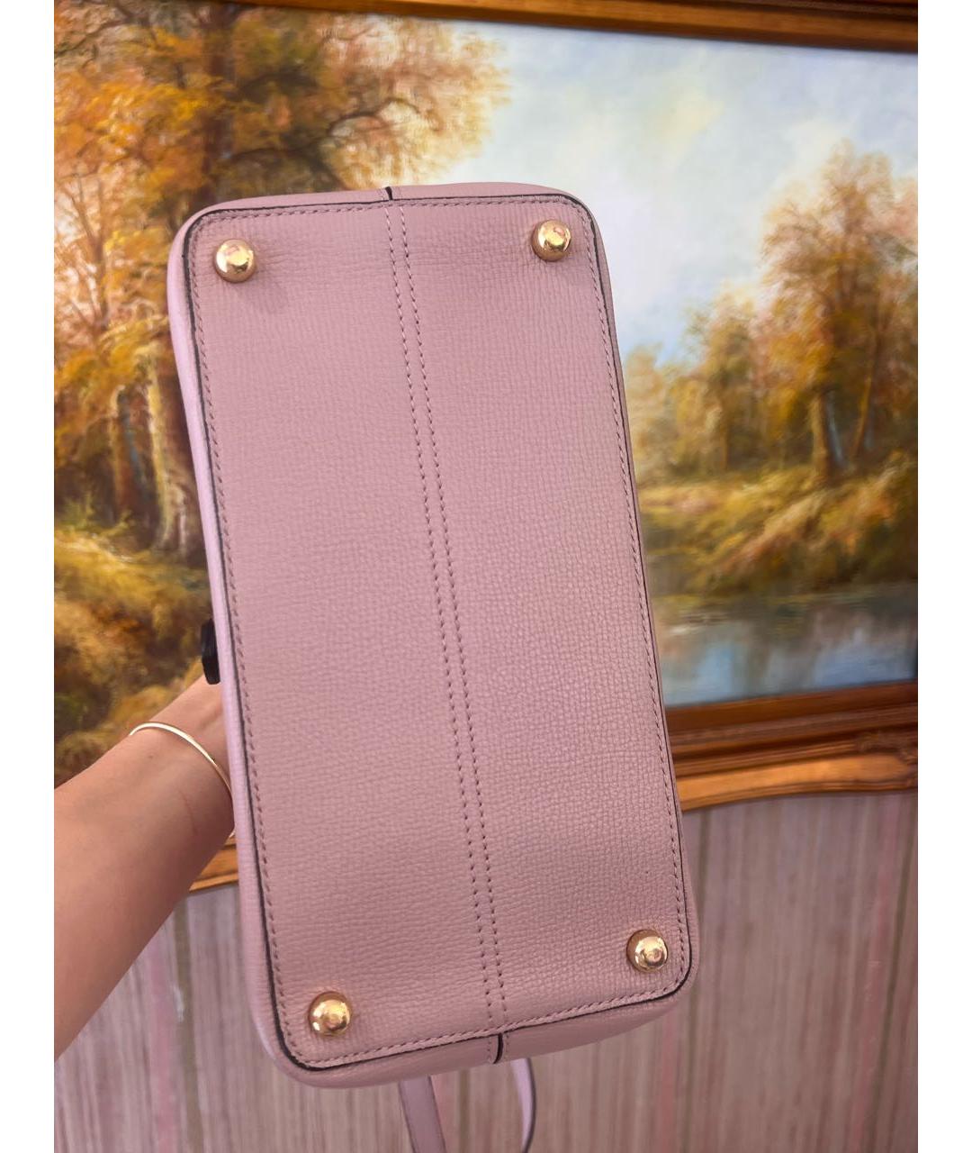 BURBERRY Розовая кожаная сумка с короткими ручками, фото 5