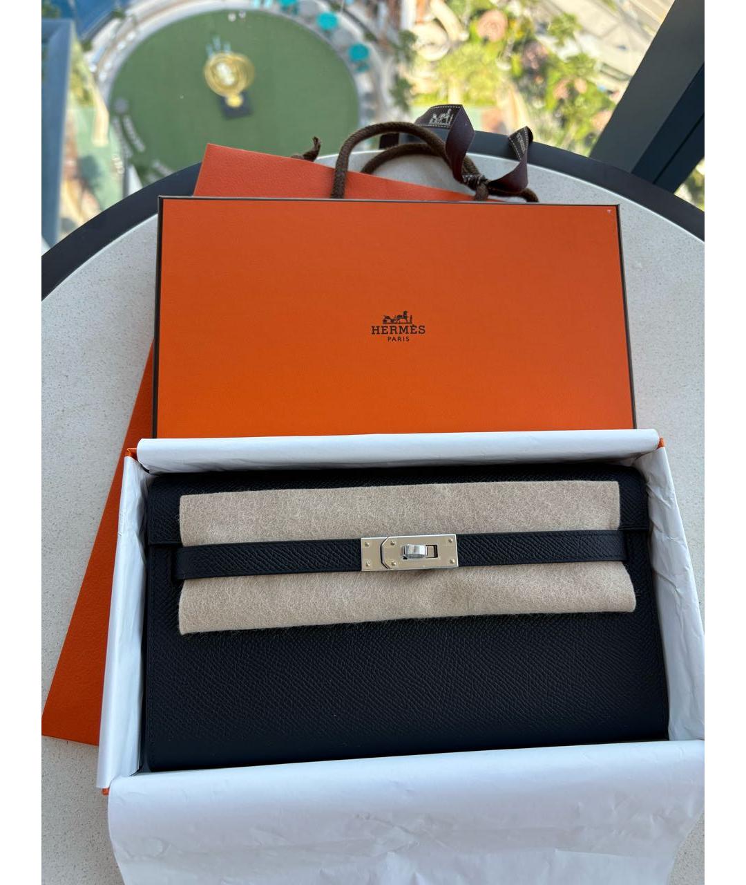 HERMES Черная кожаная сумка с короткими ручками, фото 2