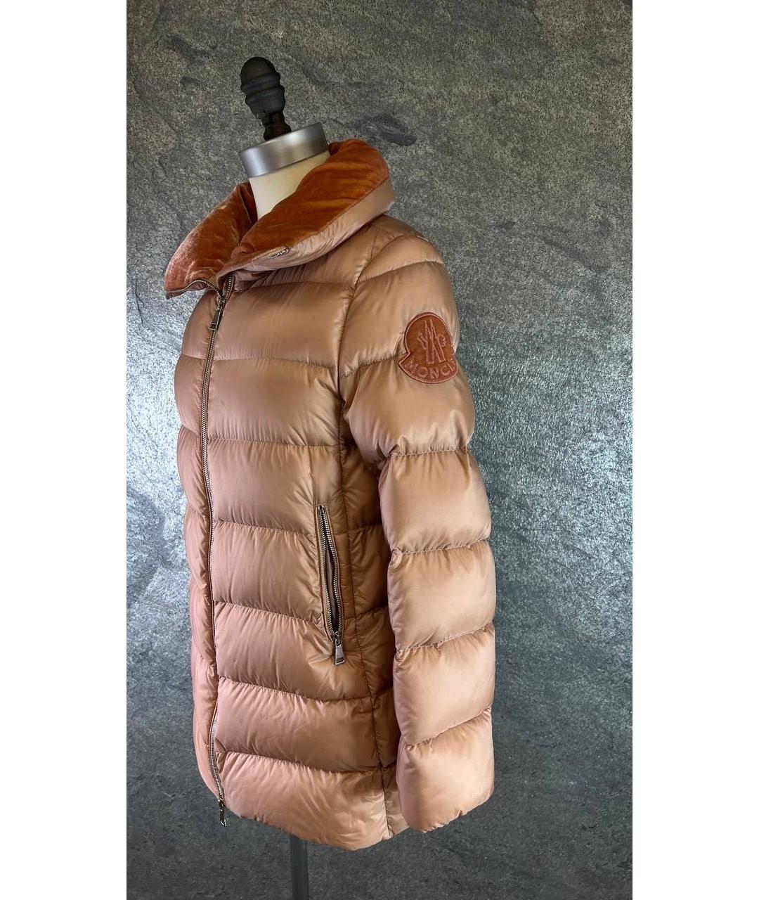 MONCLER Оранжевый полиамидовый пуховик, фото 4