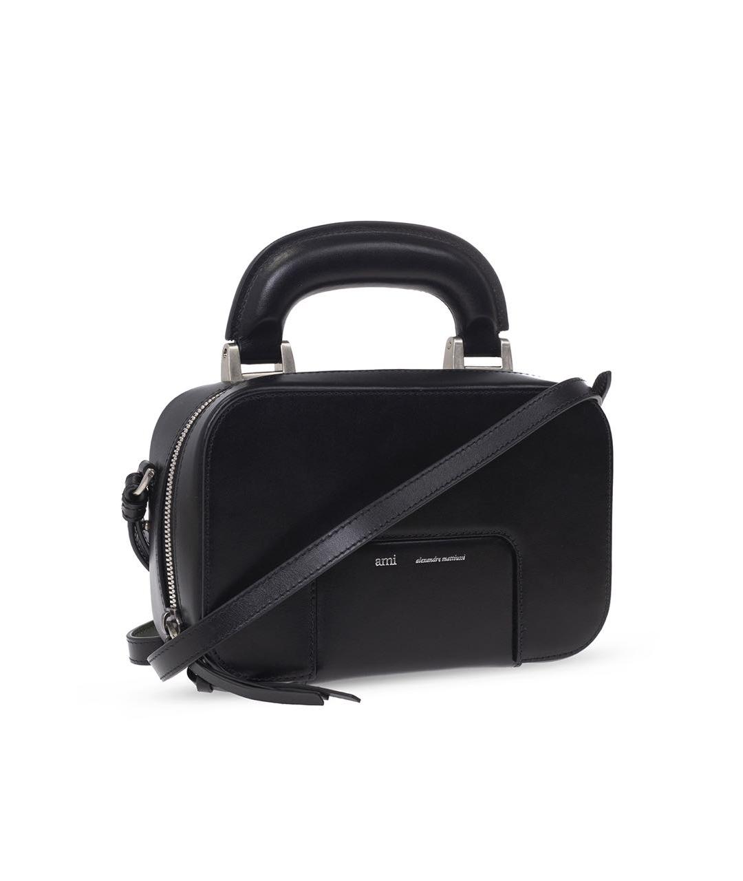 Ami Paris Черная кожаная сумка через плечо, фото 4