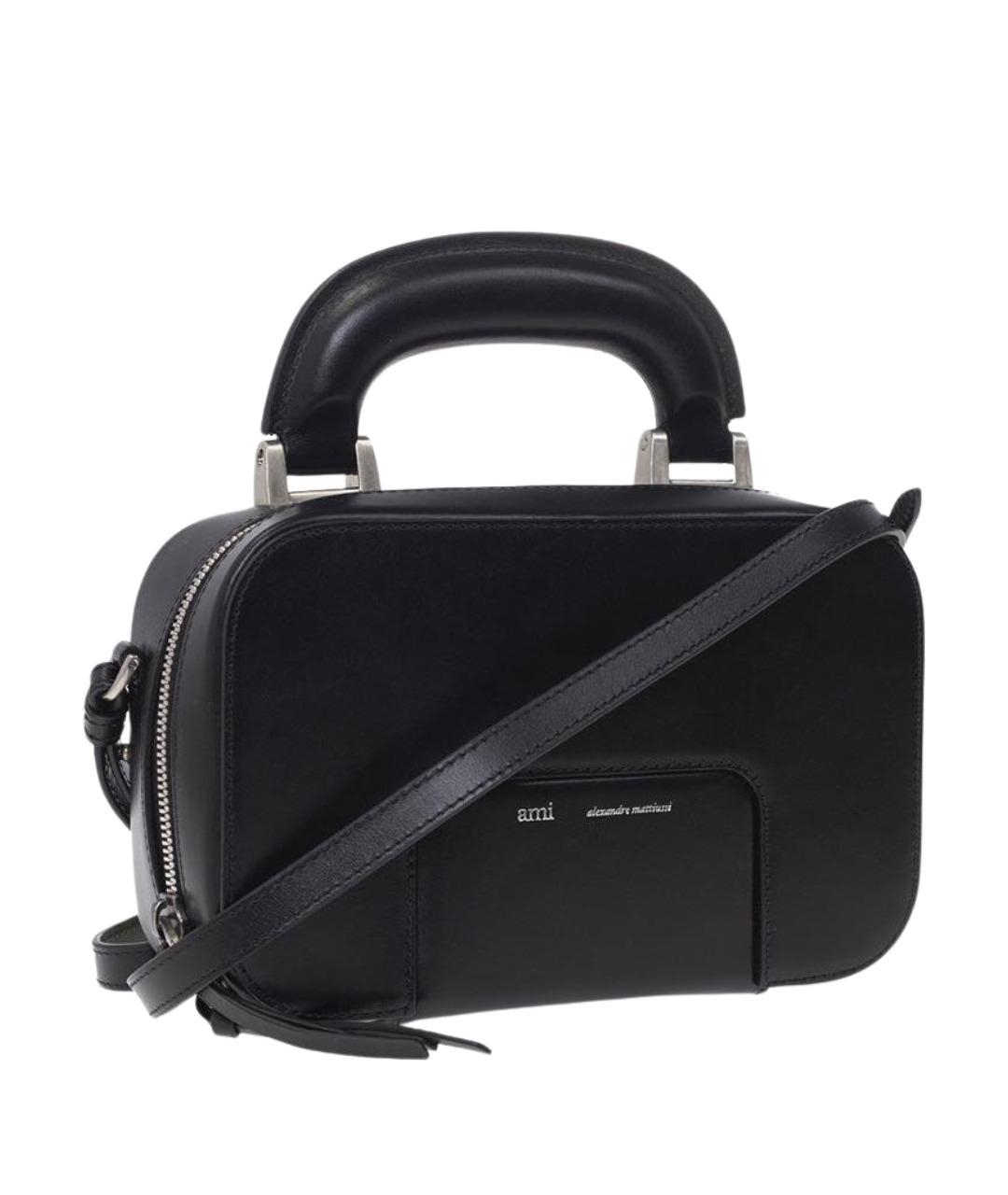 Ami Paris Черная кожаная сумка через плечо, фото 1