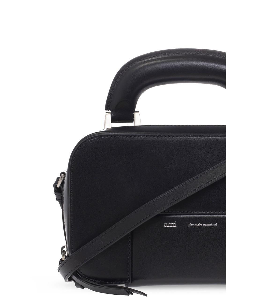 Ami Paris Черная кожаная сумка через плечо, фото 2