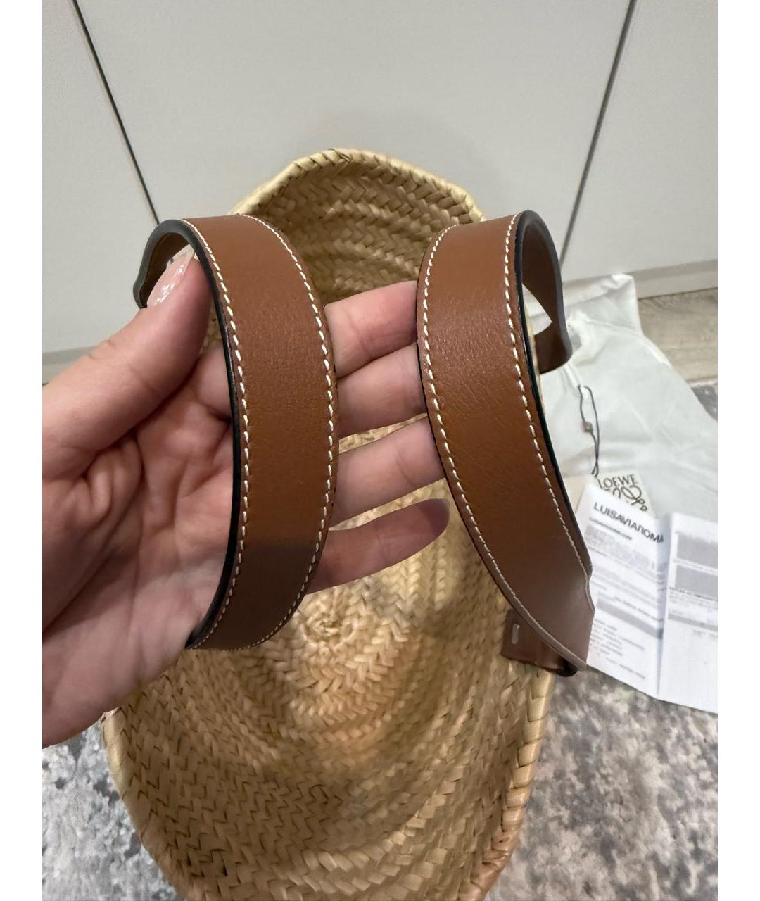 LOEWE Коричневая кожаная сумка тоут, фото 4