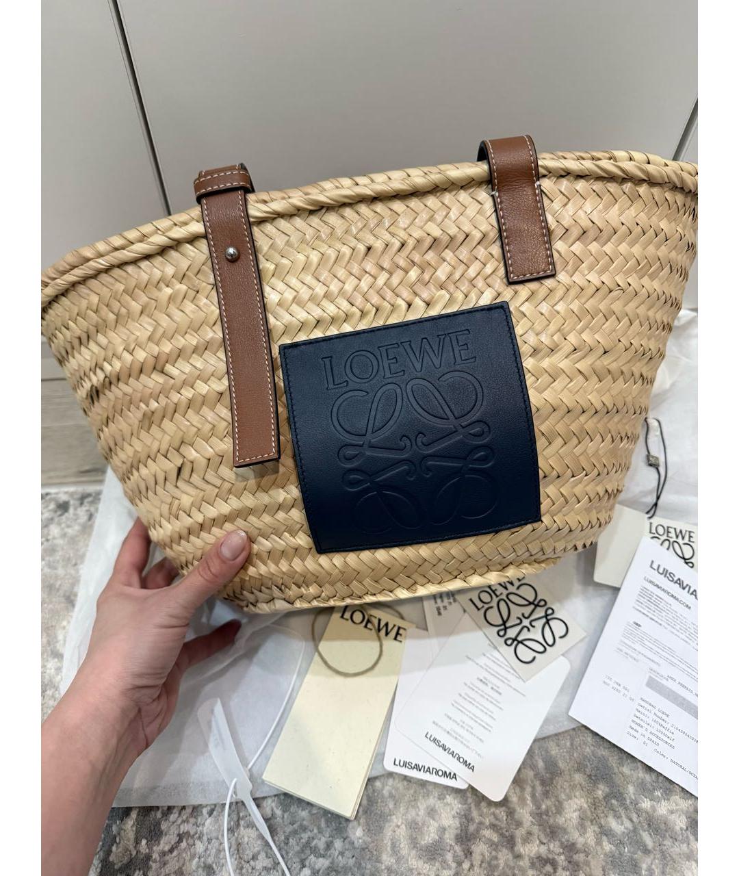 LOEWE Коричневая кожаная сумка тоут, фото 3