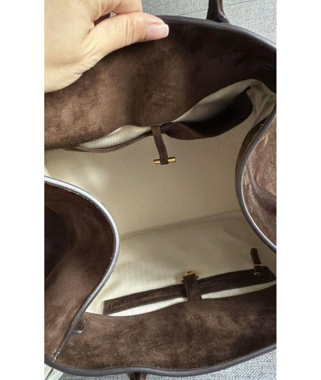 THE ROW Коричневая замшевая сумка с короткими ручками, фото 7