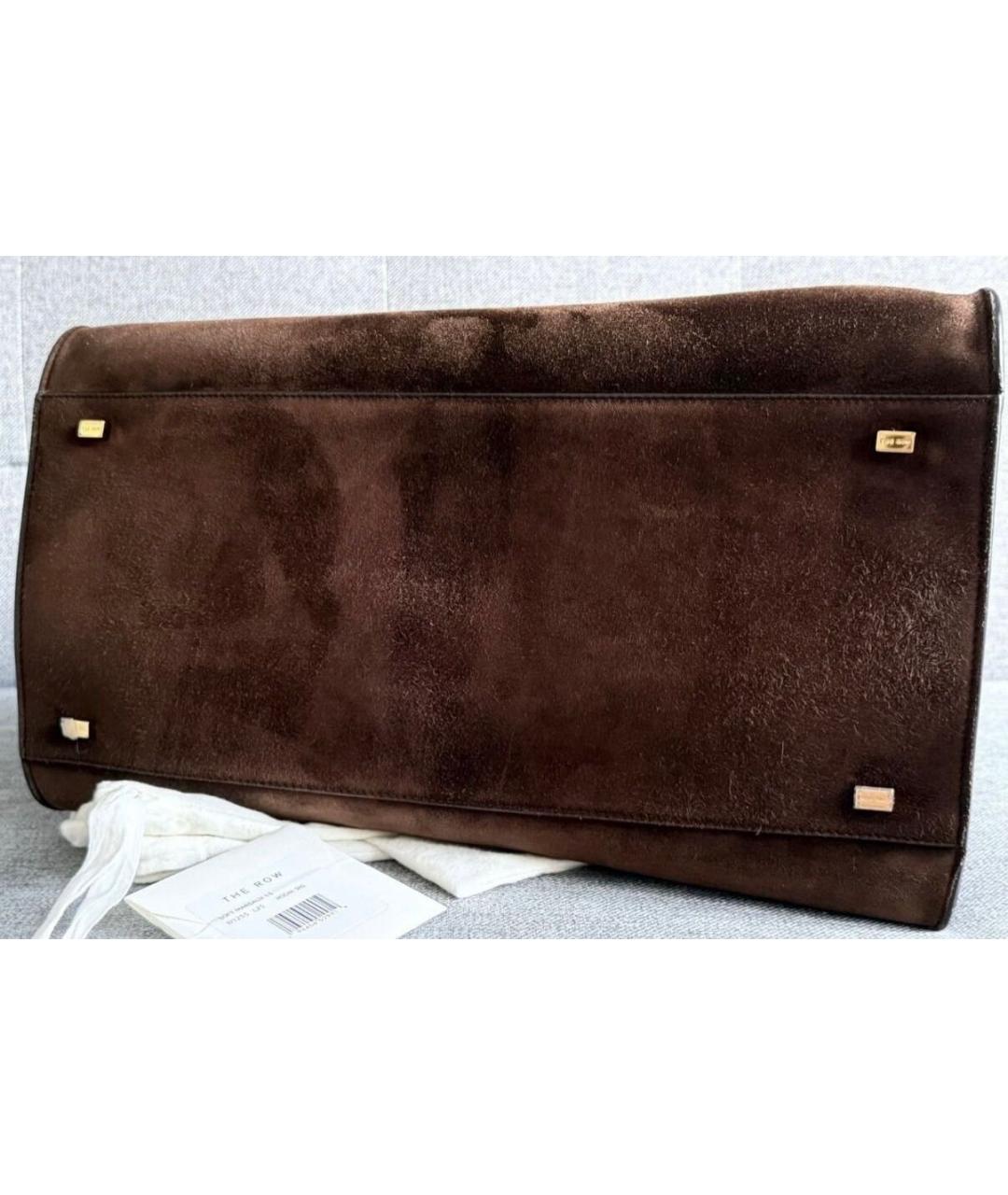 THE ROW Коричневая замшевая сумка с короткими ручками, фото 6