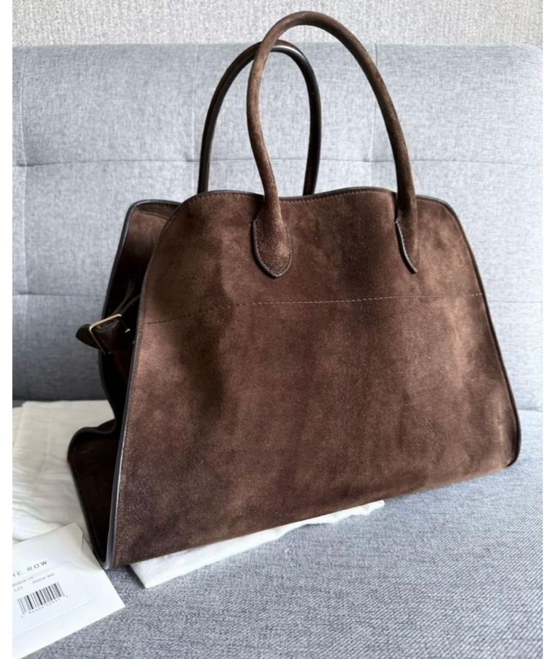THE ROW Коричневая замшевая сумка с короткими ручками, фото 9