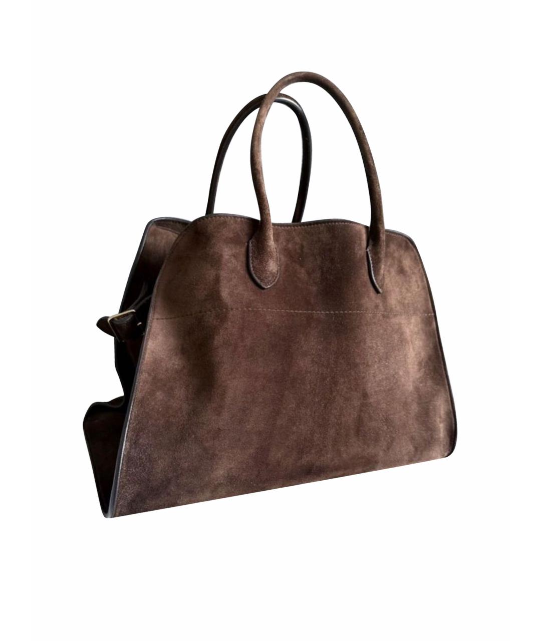 THE ROW Коричневая замшевая сумка с короткими ручками, фото 1