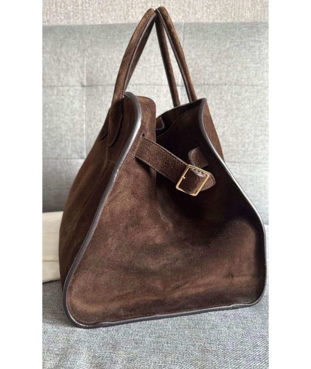 THE ROW Коричневая замшевая сумка с короткими ручками, фото 2