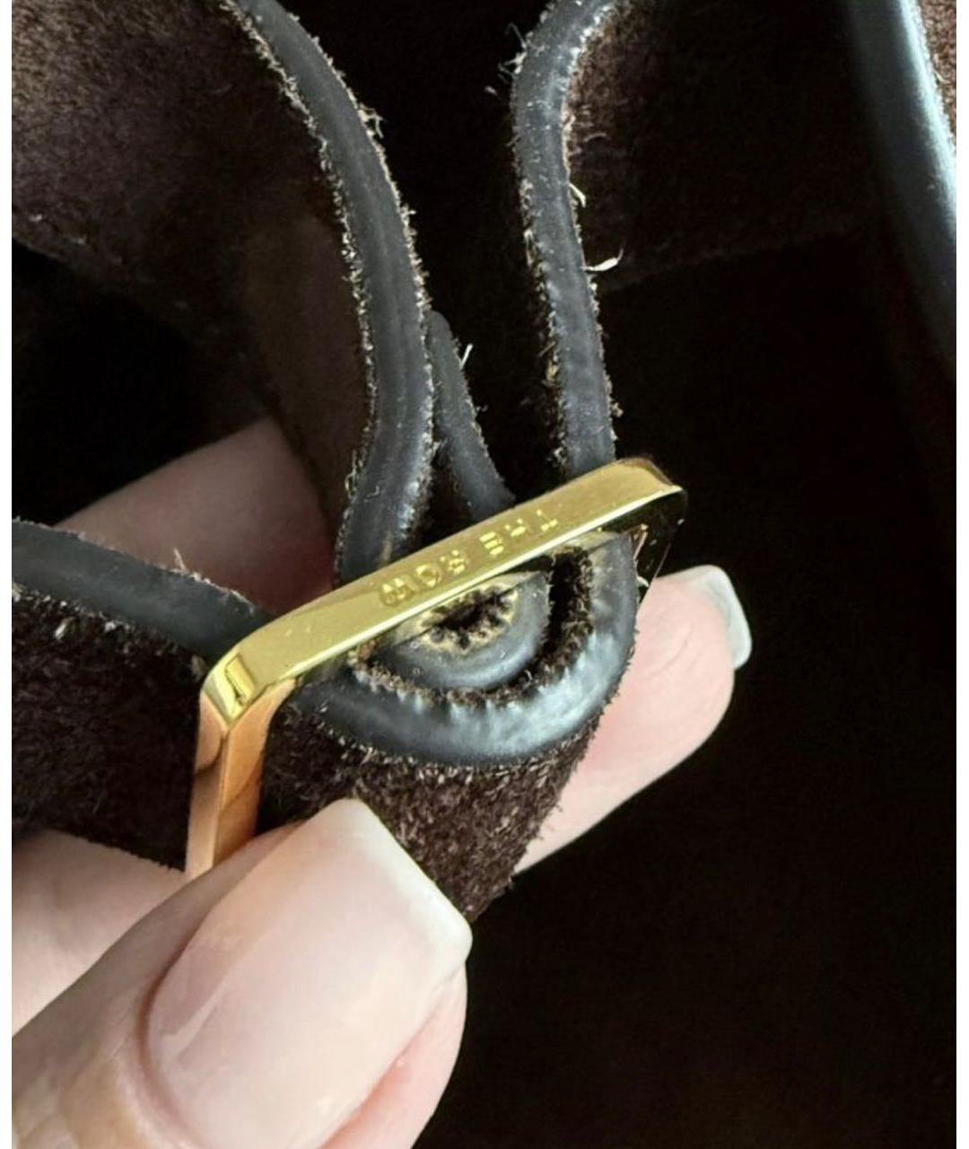 THE ROW Коричневая замшевая сумка с короткими ручками, фото 4