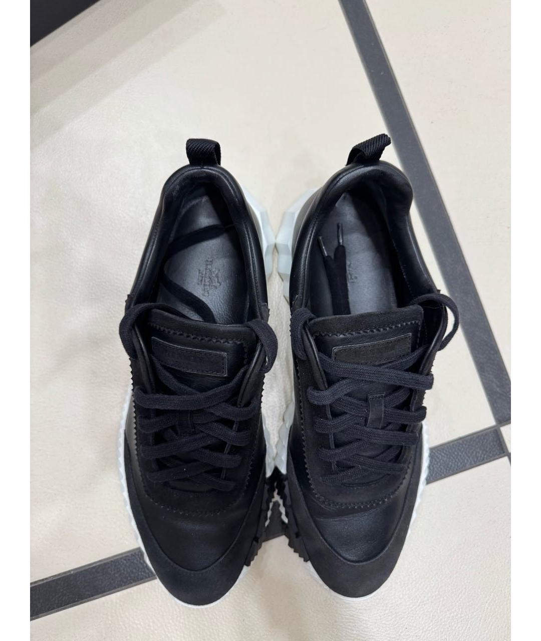 HERMES Черные кожаные высокие кроссовки / кеды, фото 2
