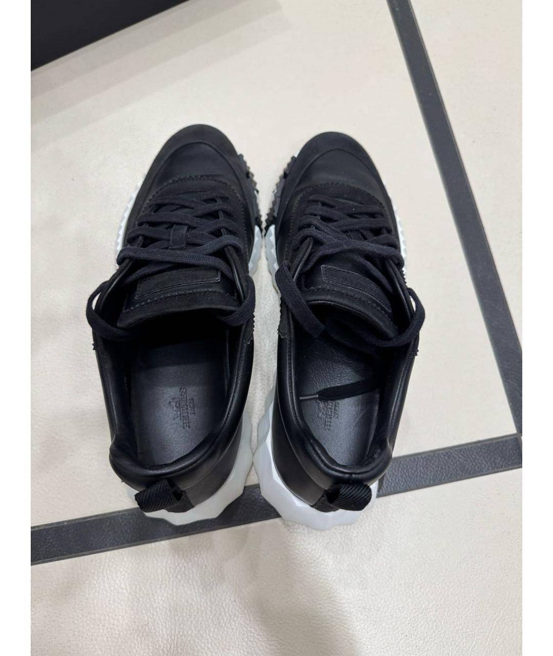 HERMES Черные кожаные высокие кроссовки / кеды, фото 3