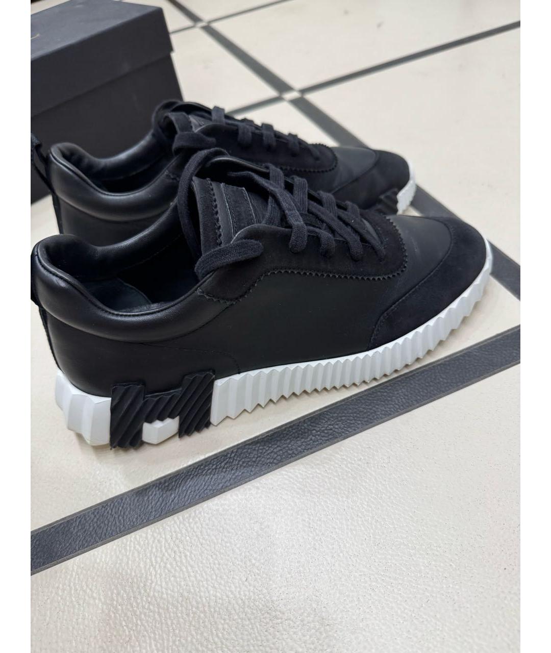 HERMES Черные кожаные высокие кроссовки / кеды, фото 5