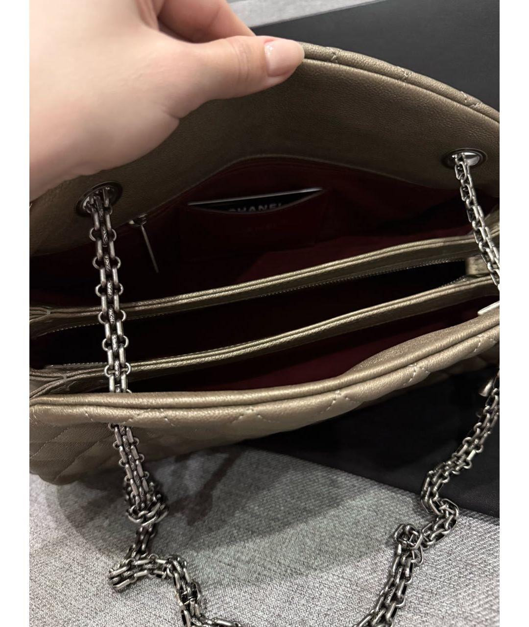 CHANEL Коричневая кожаная сумка с короткими ручками, фото 7