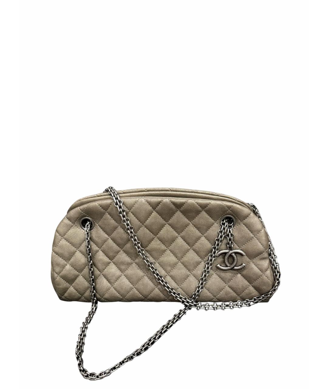 CHANEL Коричневая кожаная сумка с короткими ручками, фото 1