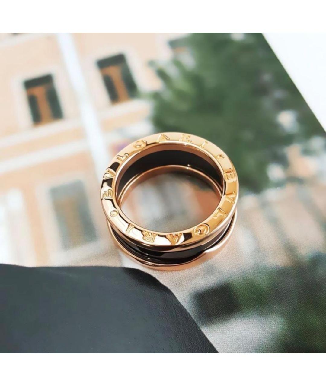 BVLGARI Черное кольцо из розового золота, фото 4