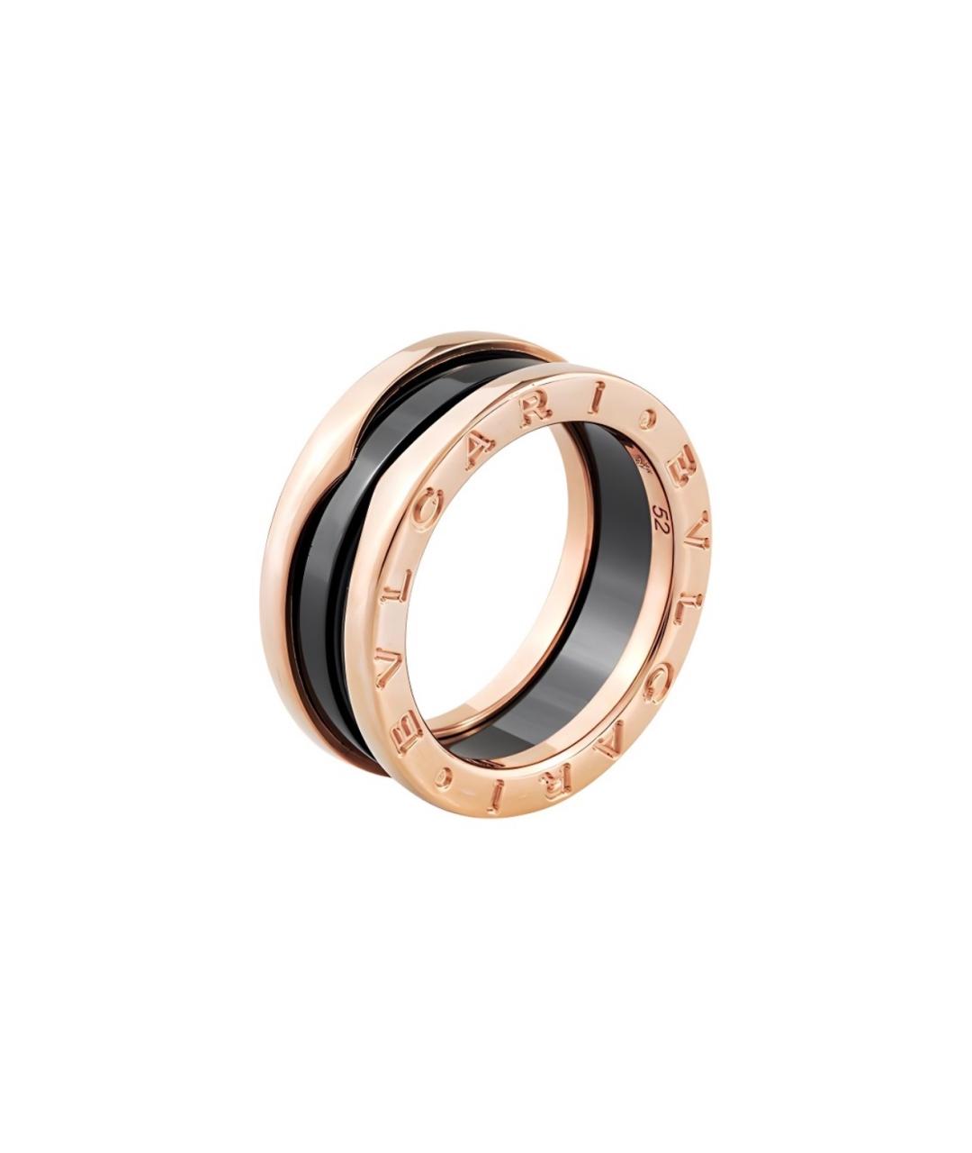 BVLGARI Черное кольцо из розового золота, фото 1