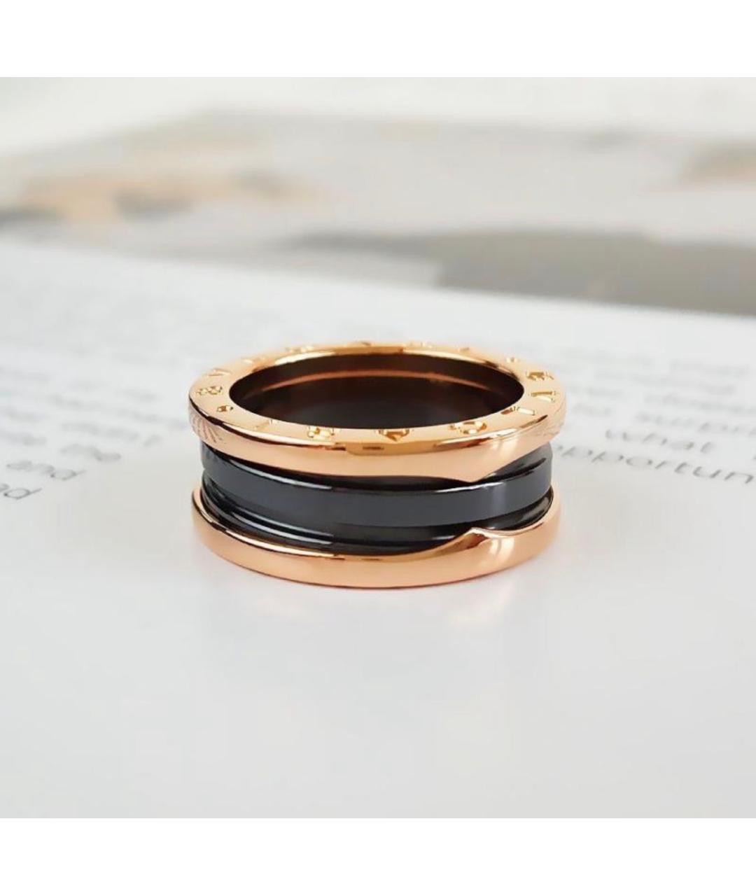 BVLGARI Черное кольцо из розового золота, фото 2