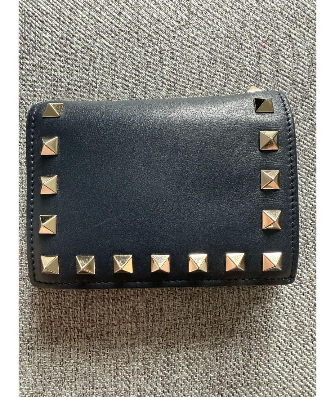 VALENTINO Темно-синий кожаный кошелек, фото 2