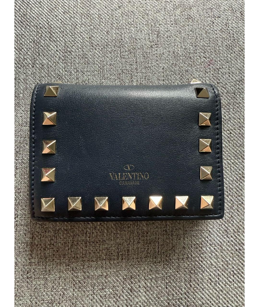 VALENTINO Темно-синий кожаный кошелек, фото 7